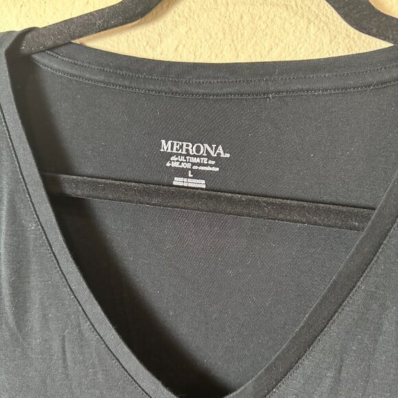 MERONA The Ultimate Tee Shirt T Shirt V Neck Top Size Large Black - Picture 4 of 8